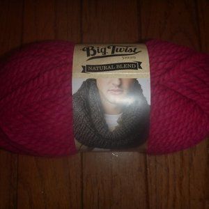 1 Skein Big Twist Yarns Natural Blend Wool Blend Yarn Color Crimson 98 yds.